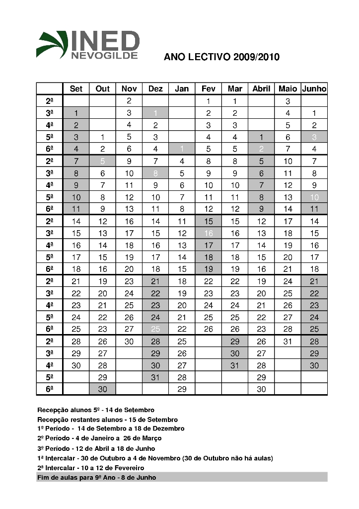 Calendario Escolar 2009-2010